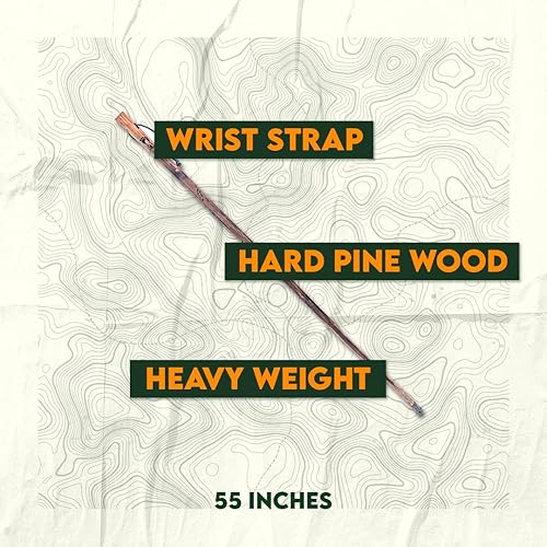 Miniatura 6 de SE Pino duro estampado de pie grande de 55 pulgadas para senderismo, caminar, senderismo con punta de goma reforzada con metal