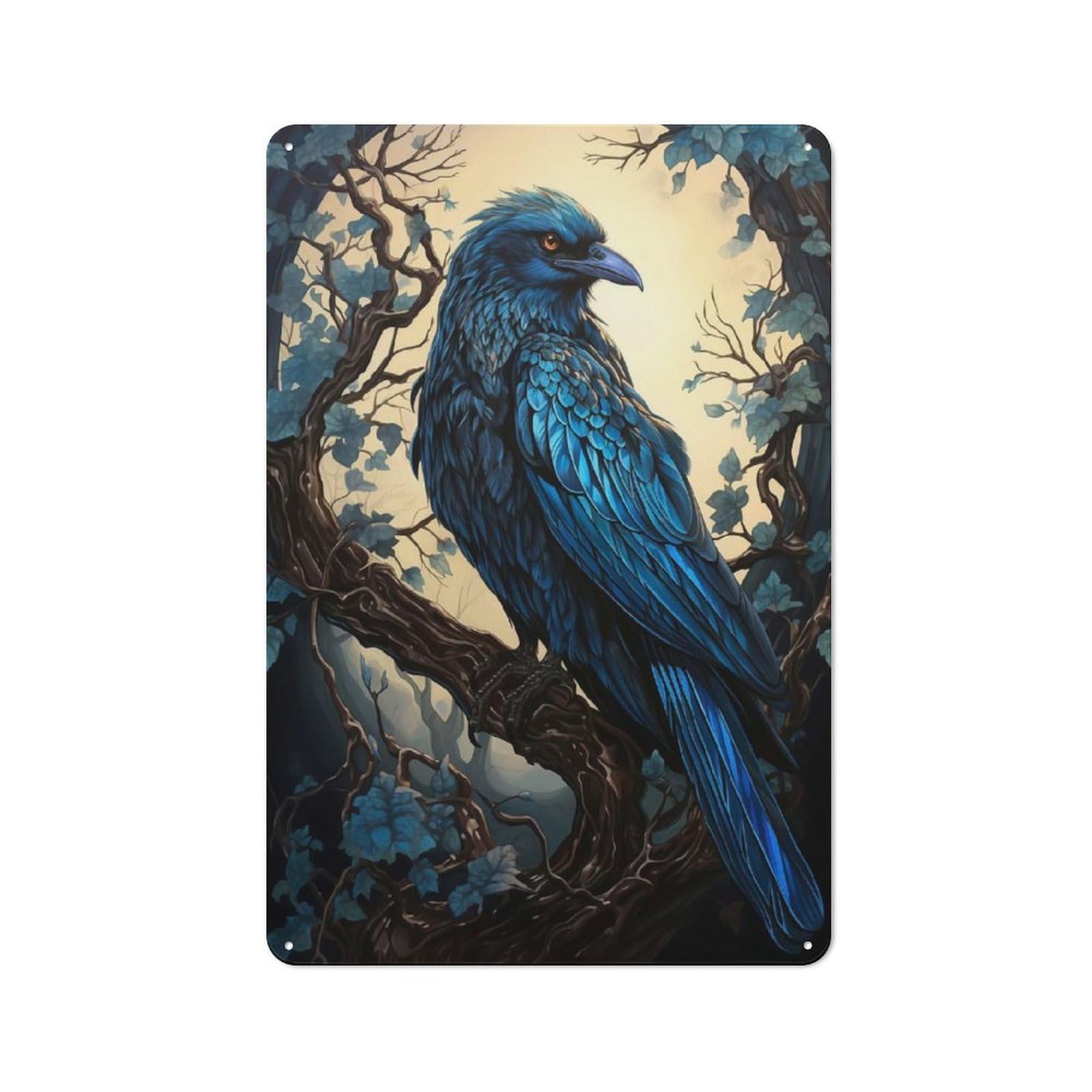 Junmoney Style-18 Crow Retro Metal Wall Sign 30X20cm For Guest Room Or Hallway, A Housewarming Gift For Home Decor Collectors