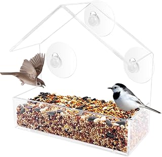 Bird House, Bird Feeder with Suction Cups | Bird House, Window Bird Food House, Bird Feed, Feeder, Wild Robin Meshes, 15 x 15 x 6 cm