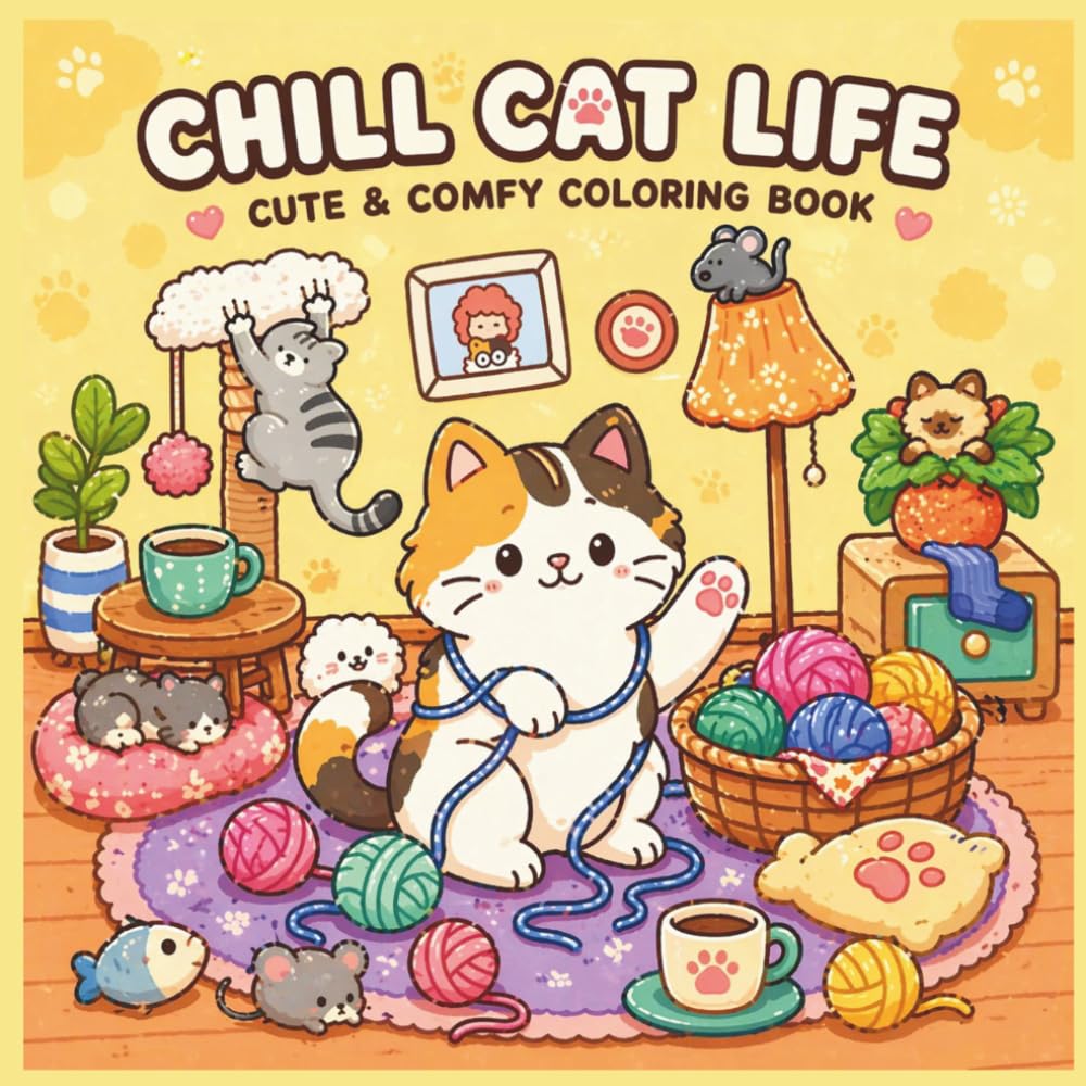 Chill Cat Life: A Bold and Easy Coloring Book for Cozy Vibes