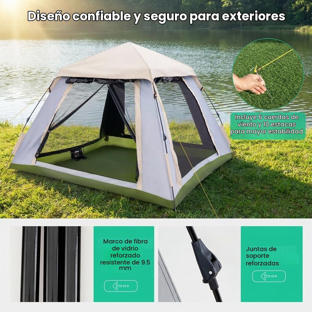 GOPLUS Tienda de Campaña Pop-up para 2-4 Personas, Tent Instantánea para Playa, Impermeable 2000 mm, Tela Oxford y Varilla de Fibra de Vidrio, Protección 50+ para Camping Pesca, 235 x 235x170 cm