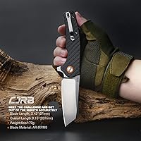 Vista 8 de CJRB CUTLERY Cuchillo plegable Crag (J1904) AR-RPM9 Hoja de acero en polvo con mango de fibra de carbono, cuchillo de bolsillo EDC