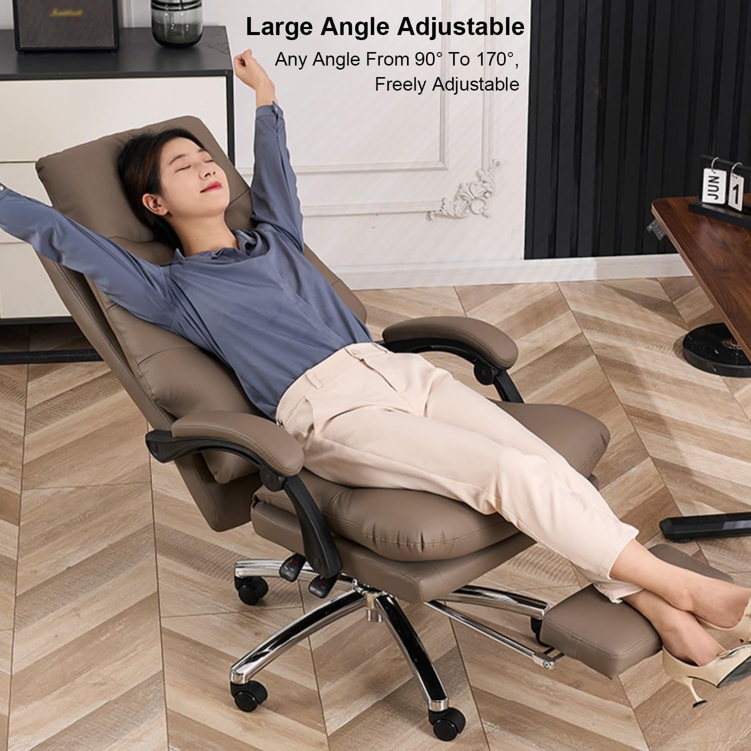 専用家具② アームチェアエグゼクティブオフィスチェア本革回転タスクチェア