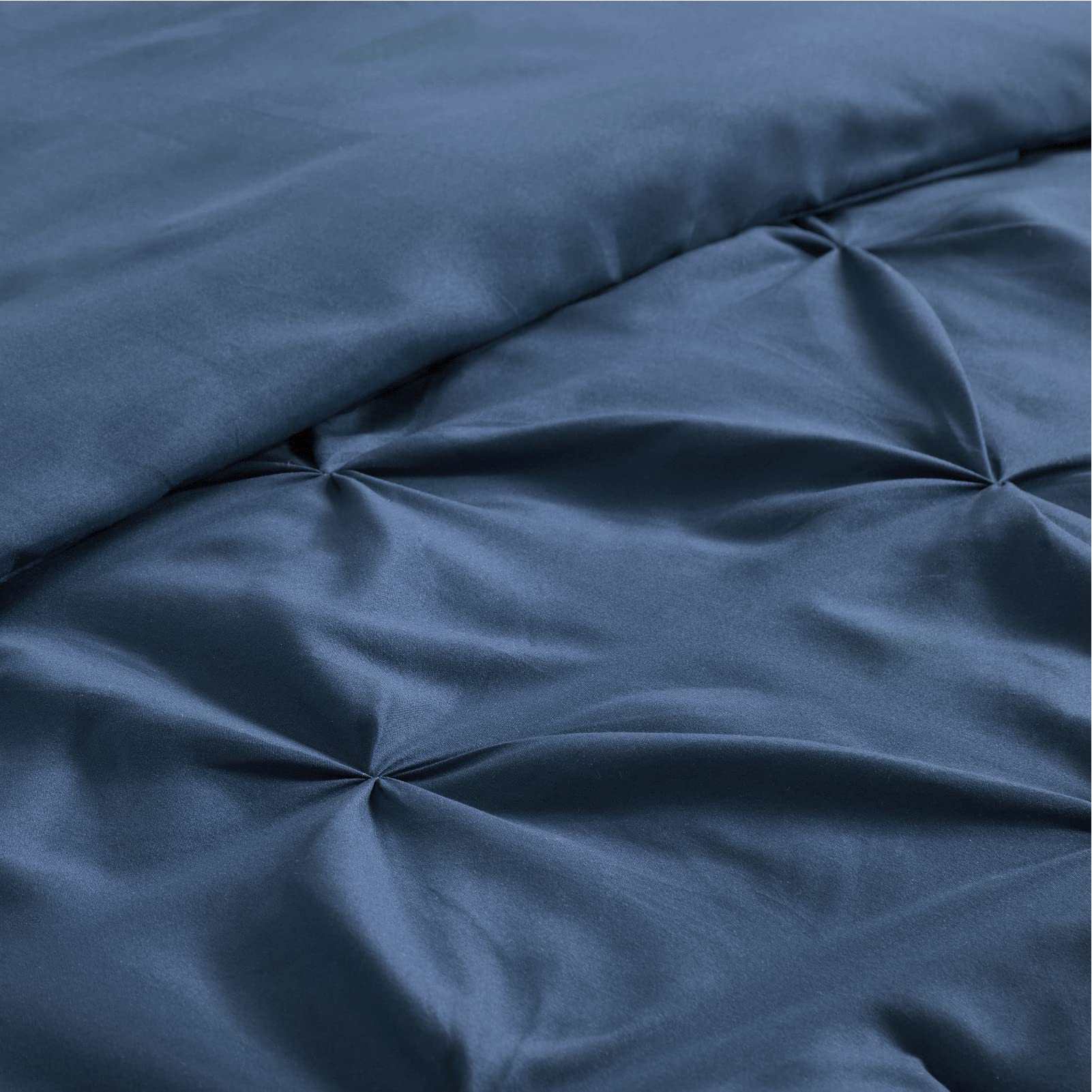 Bedsure Blue Comforter Set King - 8 Pieces Pintuck Navy King Size Bed in A Bag, Pinch Pleat Navy King Bedding Sets with Comforters, Sheets, Pillowcases & Shams, Kids Bedding Set