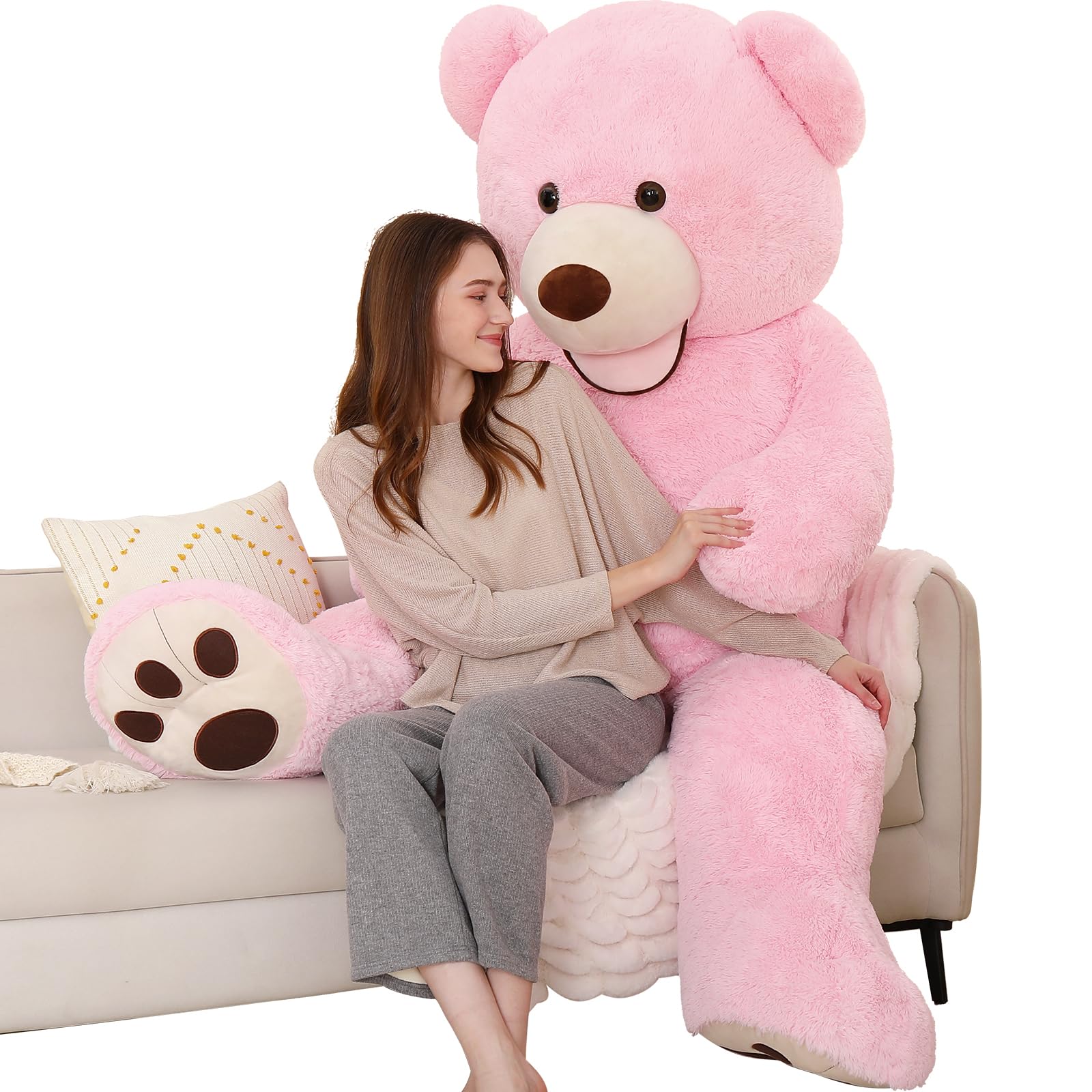 MorisMos Giant Teddy Bear Plush 5ft, Life Size Huge Pink Teddy Bears for Girlfriend, 5 Foot Large Big Stuffed Animal Gifts for Wife, Lover on Valentines, Anniversary, Birthday