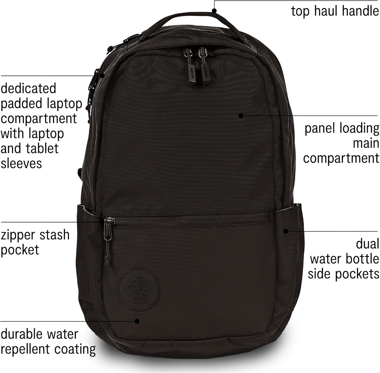 Baboon to the Moon City Backpack – Water-Repellent 16" Laptop-Friendly Backpack, Work, Travel, Gym Bag for Men & Women (Black)