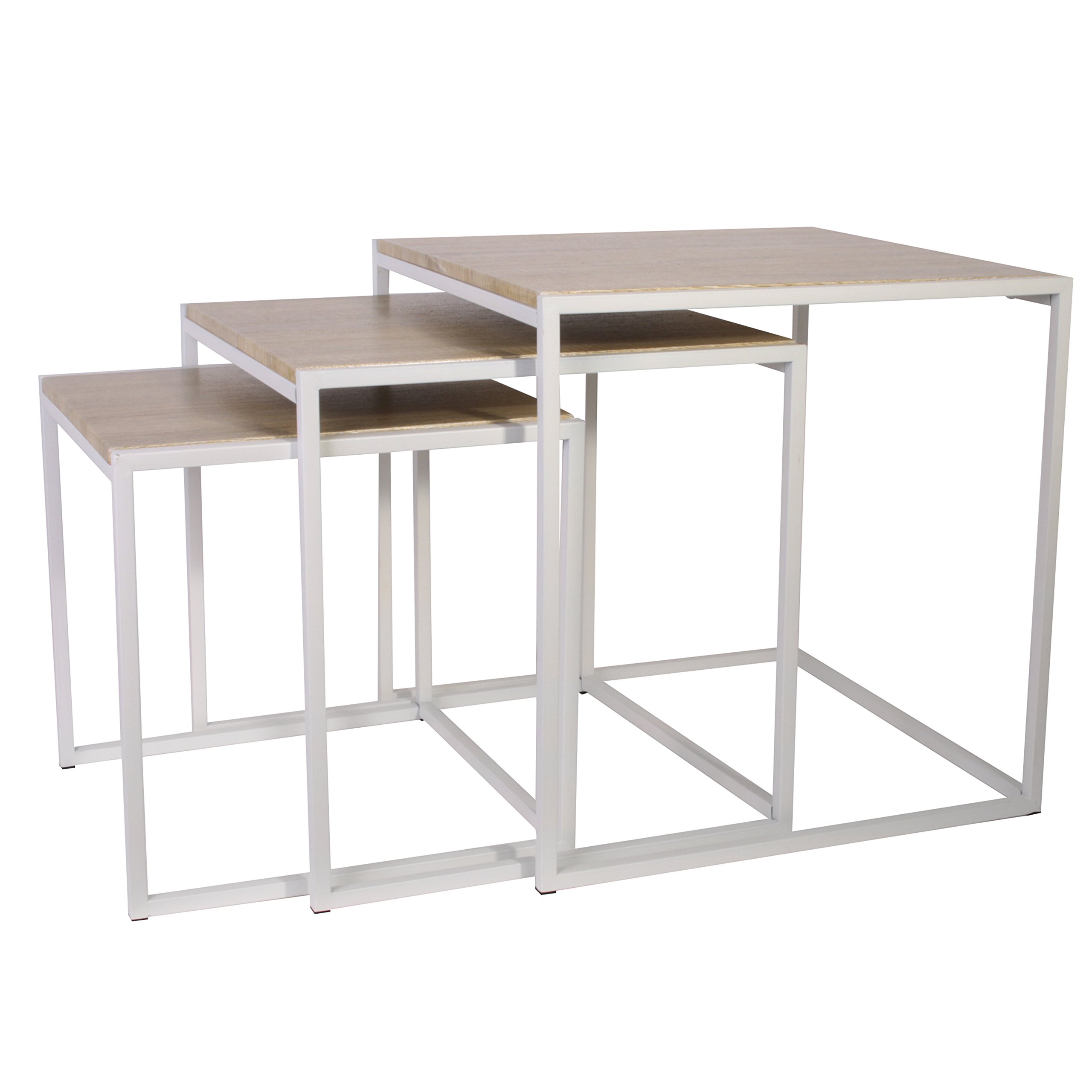 HOME DECO FACTORY - HD3846, Table Carrée en Bois Blanc, Design Tendance et Modulable, Conçue pour Salon ou Chambre, Dimensions 45 x 45 x 45 cm, Élégance et Modernité