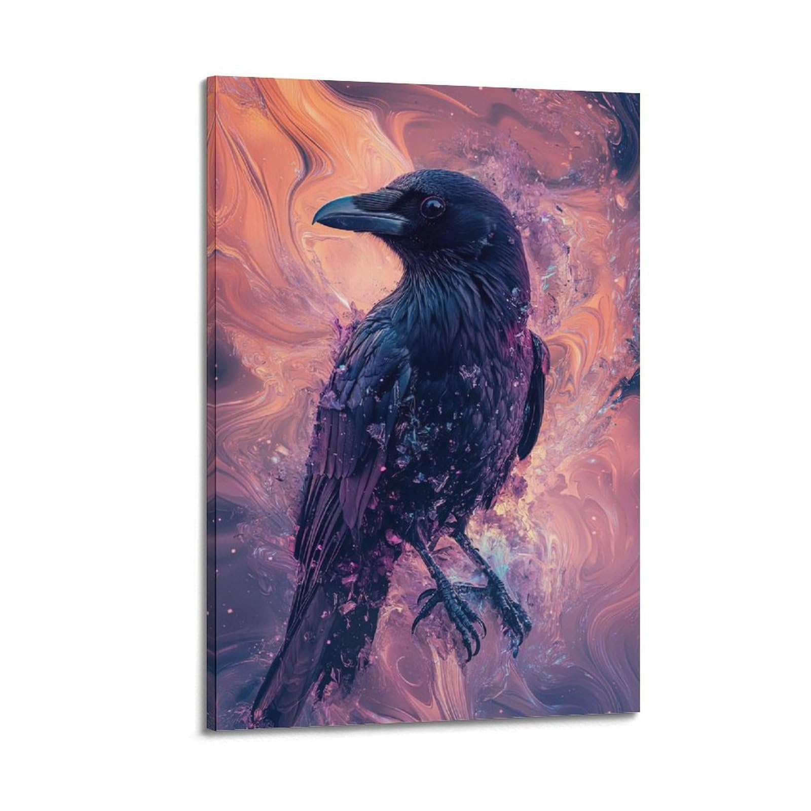 ZSZWHJ Animal Poster Looking Away from The Crows Artwork Poster Decorative Painting Canvas Wall Posters And Art Picture Print Modern Family Bedroom Decor Posters 08x12inch(20x30cm)