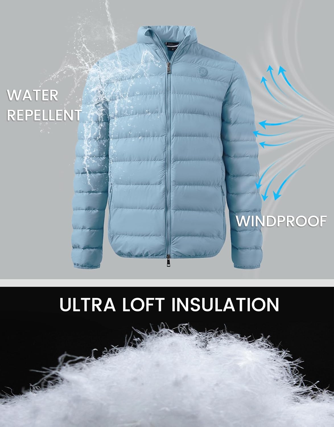 M MAELREG Mens Puffer Jacket Lightweight Golf Packable Coats Water-Resistant Windproof Insulated Down Winter Jackets for Men - Image 5