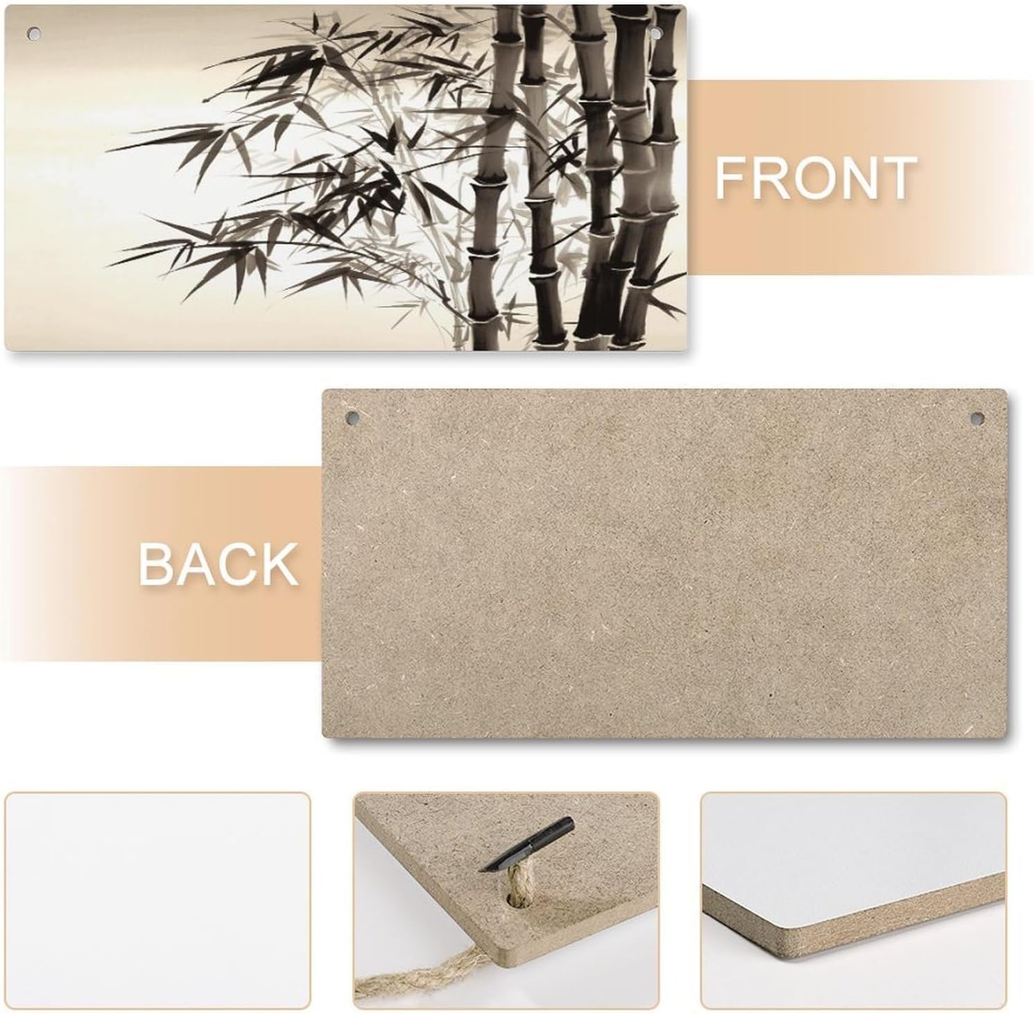 Bamboo Tree Image Hanging Wood Sign Wooden Slices Banners with Ropes Personalized Rectangle Decorative Wooden Plaque Sign Wall Art for Garden Yard Home Farmhouse 9.8"x4.9" image 5