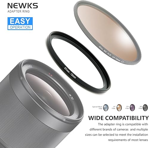 Miniatura 5 de Adaptador de lente de 1.339 in a lente de cámara de 2.283 in, anillo adaptador de anillo escalonado de filtro de 1.339 in a 2.283 in, compatible con