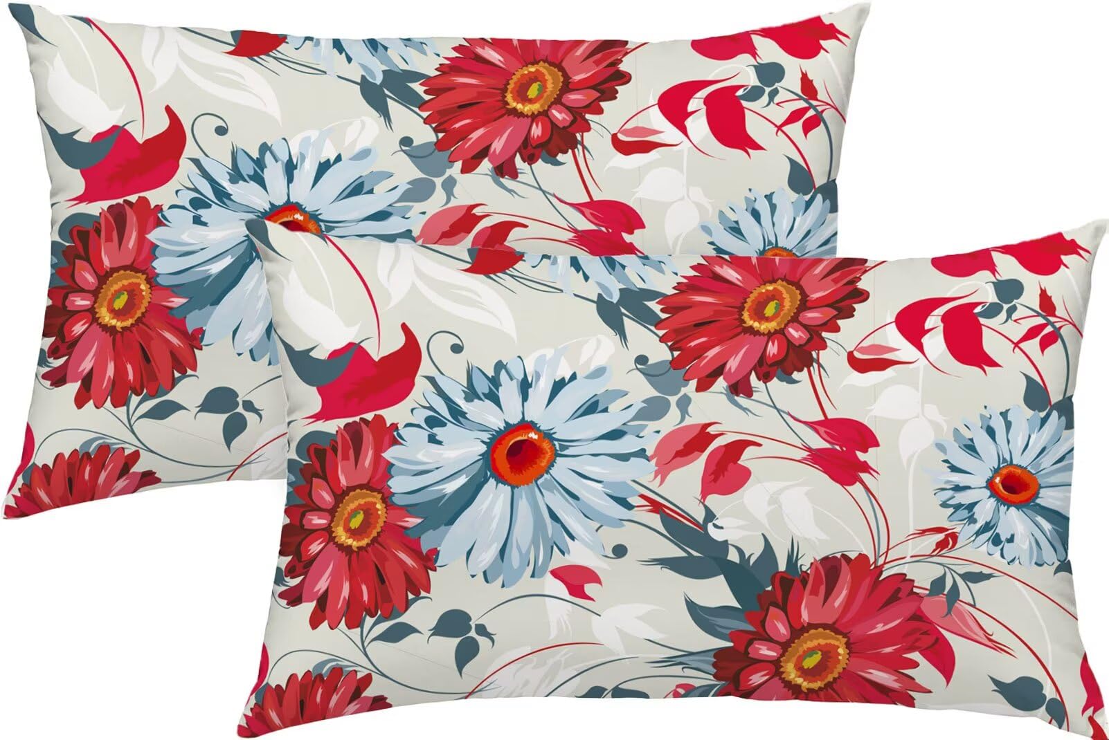 Zestaw 2 poduszek na sofę 60 x 80 cm kwiatowe poszewki na poduszki na sofę