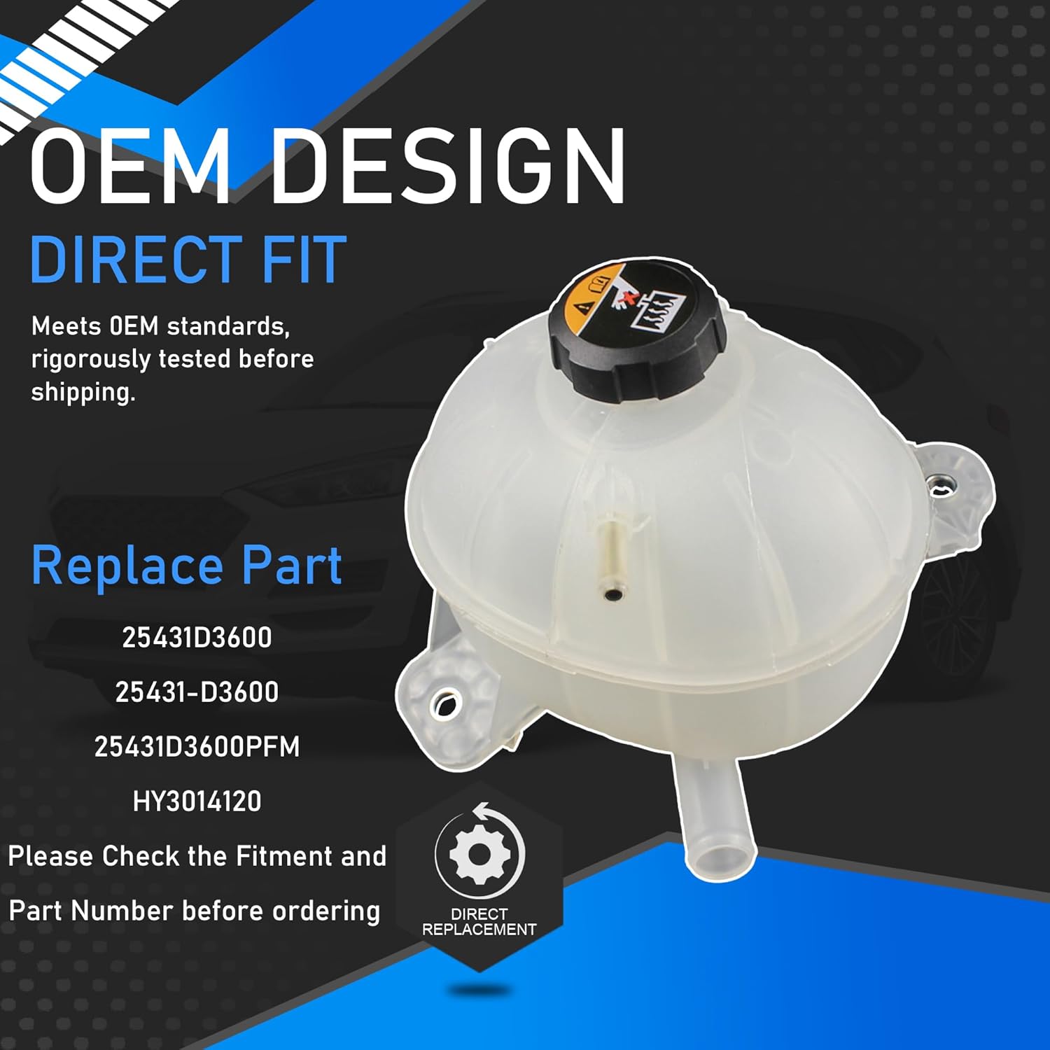 25431d3600 engine coolant expansion reservoir tank with cap replacement compatible with 2016-2021 hyundai tucson radiator recovery tank replaces 25431-d3600 25431d3600pfm hy3014120