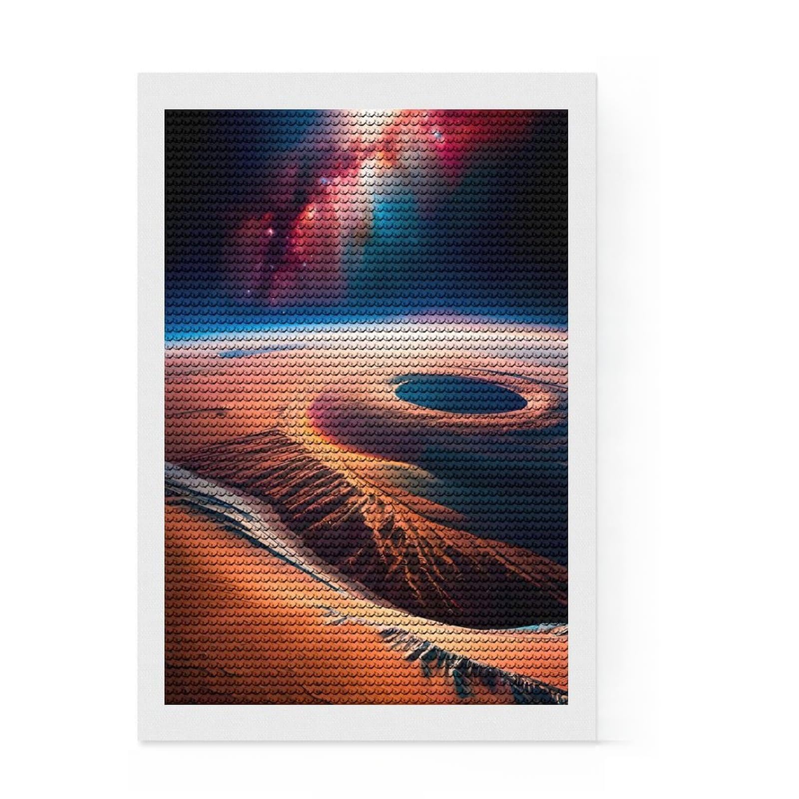 Junmoney Stellar Horizons Full Drill Diamond Painting Kit 8"x12", for Beginners, Relaxing DIY, Full Kit Included, Thoughtful Present
