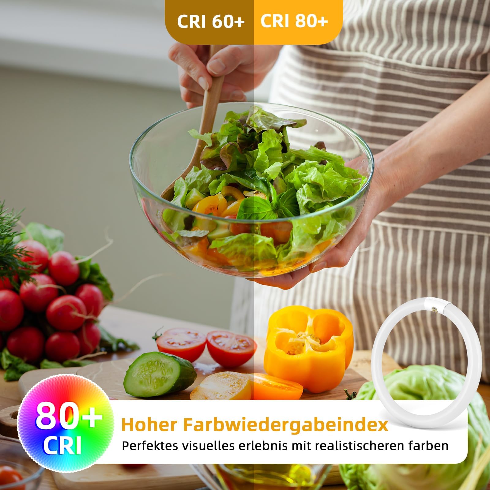 32 W, energooszczędna okrągła rura fluorescencyjna T9 G10Q, zimna biel 6500 K, oświetlenie pierścieniowe, odpowiednie do kuchni, przedpokoju, schodów, 1 opakowanie