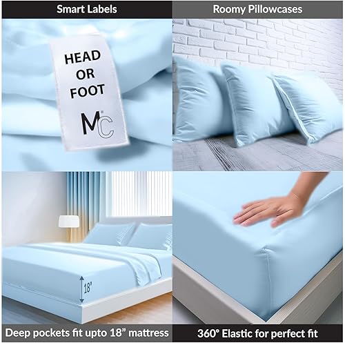 Miniatura 4 de Juego de sábanas divididas tamaño King para cama ajustable, sábanas de lujo, sábanas de algodón egipcio de 1000 hilos, juego de sábanas de 5 piezas,