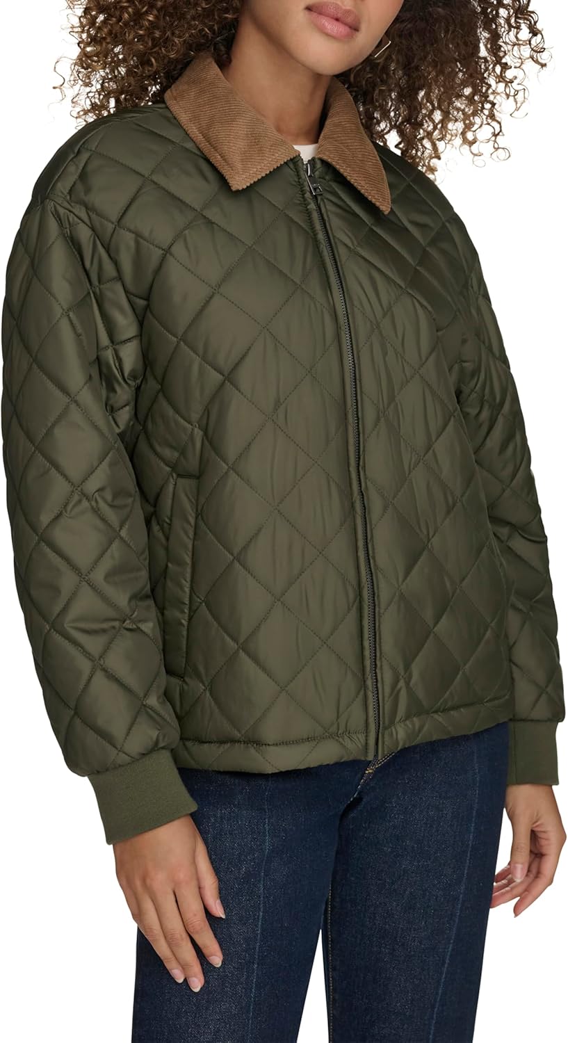 Levi's womens Diamond Quilted Jacket With Corduroy Collar - Image 5