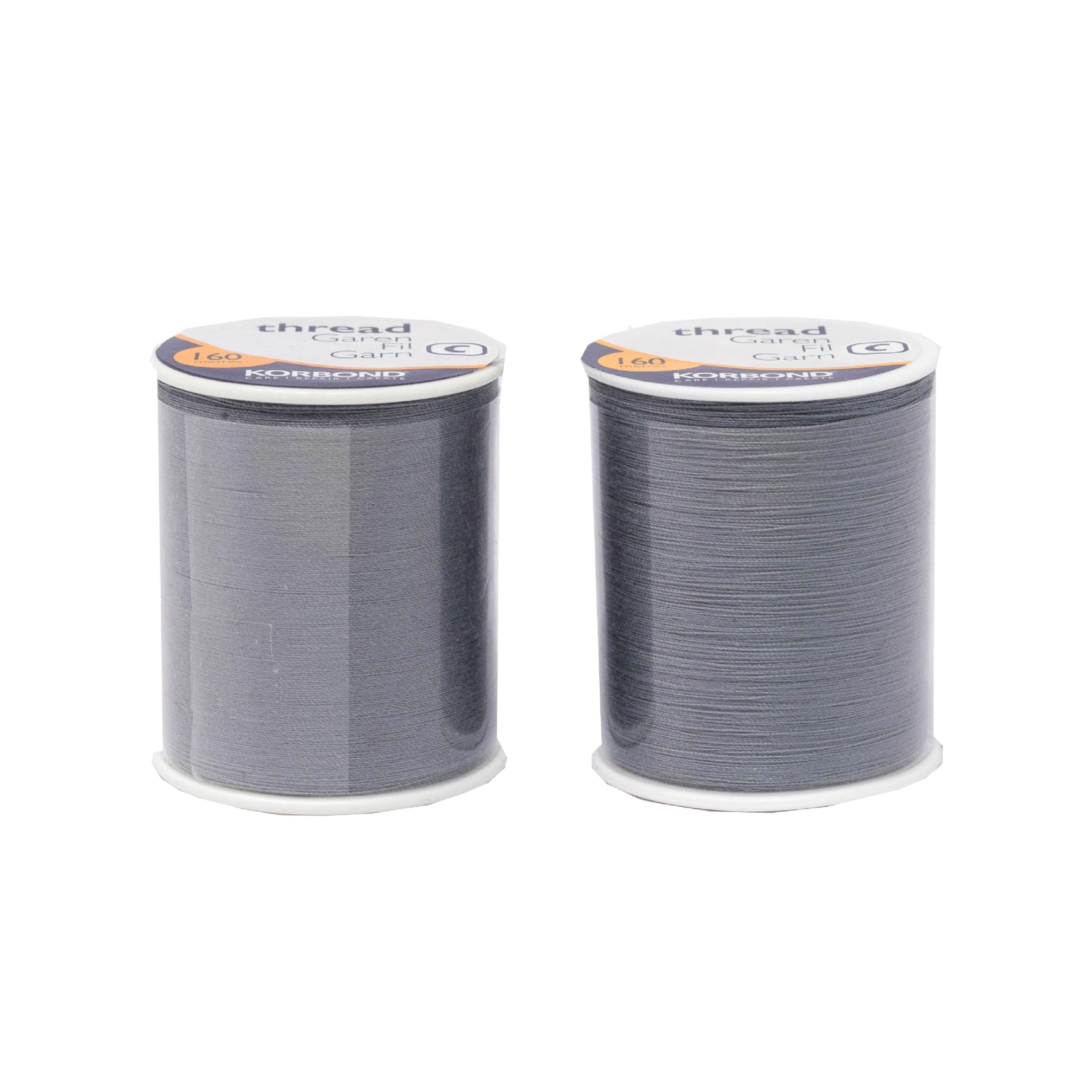 Korbond Grey 320M Sewing Thread –2 X 160M Spools - Polyester – Hand And Machine Sewing