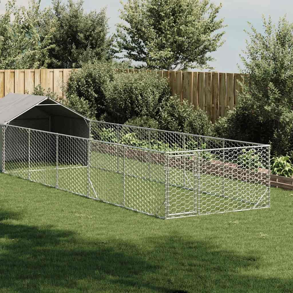 Chenil extérieur pour chien en acier galvanisé premium avec bâche de protection imperméable