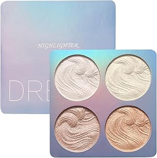 FEESHOW Compact Shimmer Highlighter – 4 Metal...