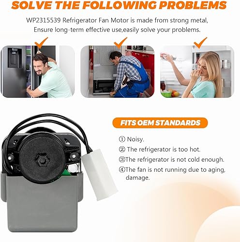 Miniatura 4 de Motor de ventilador evaporador de refrigerador 2315539 WP2315539 de Blutoget - Compatible con refrigerador Whirlpool Ken-More - Reemplaza WP2315539