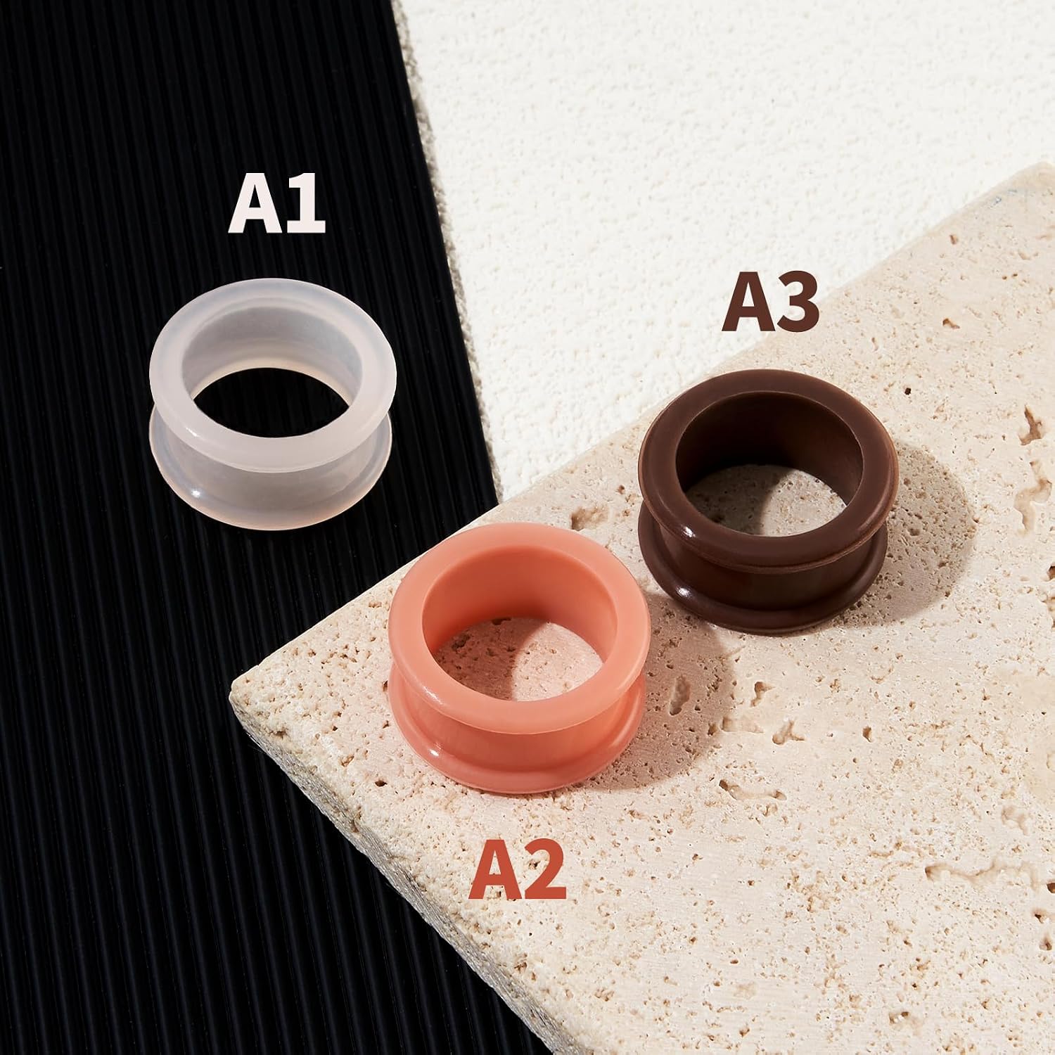 Longbeauty 20pcs Tunnels Kit 2g-1" Silicone Ear Tunnels Skin Series Gauges Plugs Ear Expander Stretching Set