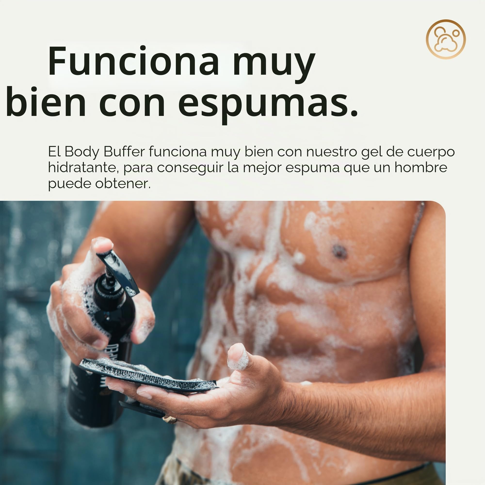 MANSCAPED® The Body Buffer Limpiador de silicona premium para nutrir, limpiar y exfoliar la piel: cerdas que aumentan la espuma con mango ergonómico antideslizante, duradero y fácil de limpiar
