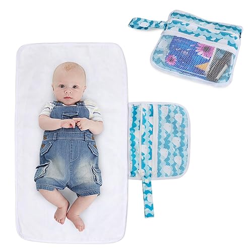 Teamoy Cambiador de pañales portátil, cambiador plegable para bebé con bolsillos, embrague de pañales portátil para bebé, tapete de cambio de