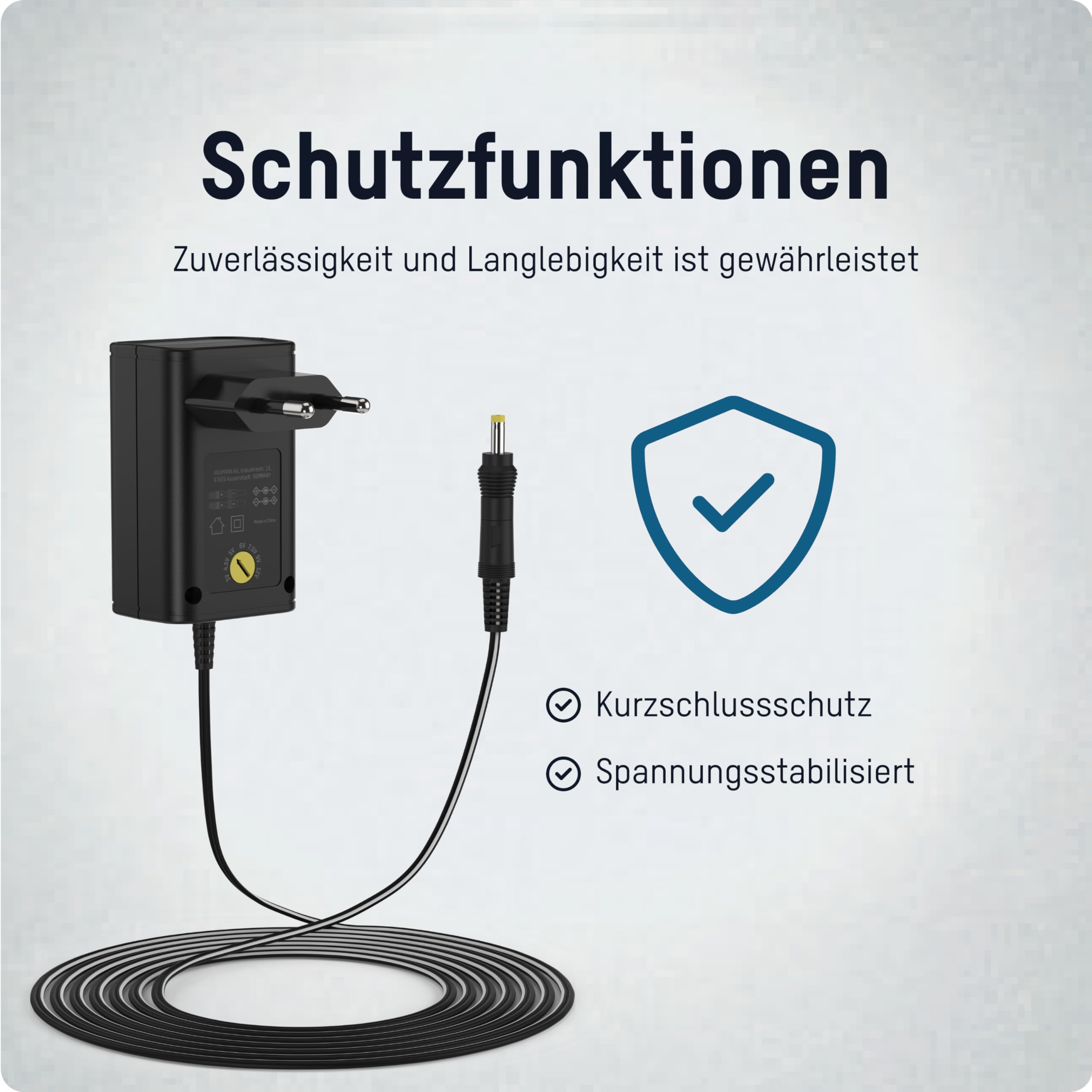 ANSMANN APS 1000 Alimentatore 12 V – Spina di alimentazione fino a max. 1000 mA (con 7 adattatori universali) Adattatore di alimentazione per l'alimentazione di molti piccoli dispositivi elettrici