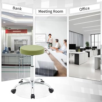 FIRAVOE Adjustable Rolling Drafting Stool with Wheels, Backless Office Chair, Height Adjustable 49.5–67.6 cm, Swivel Work Stool