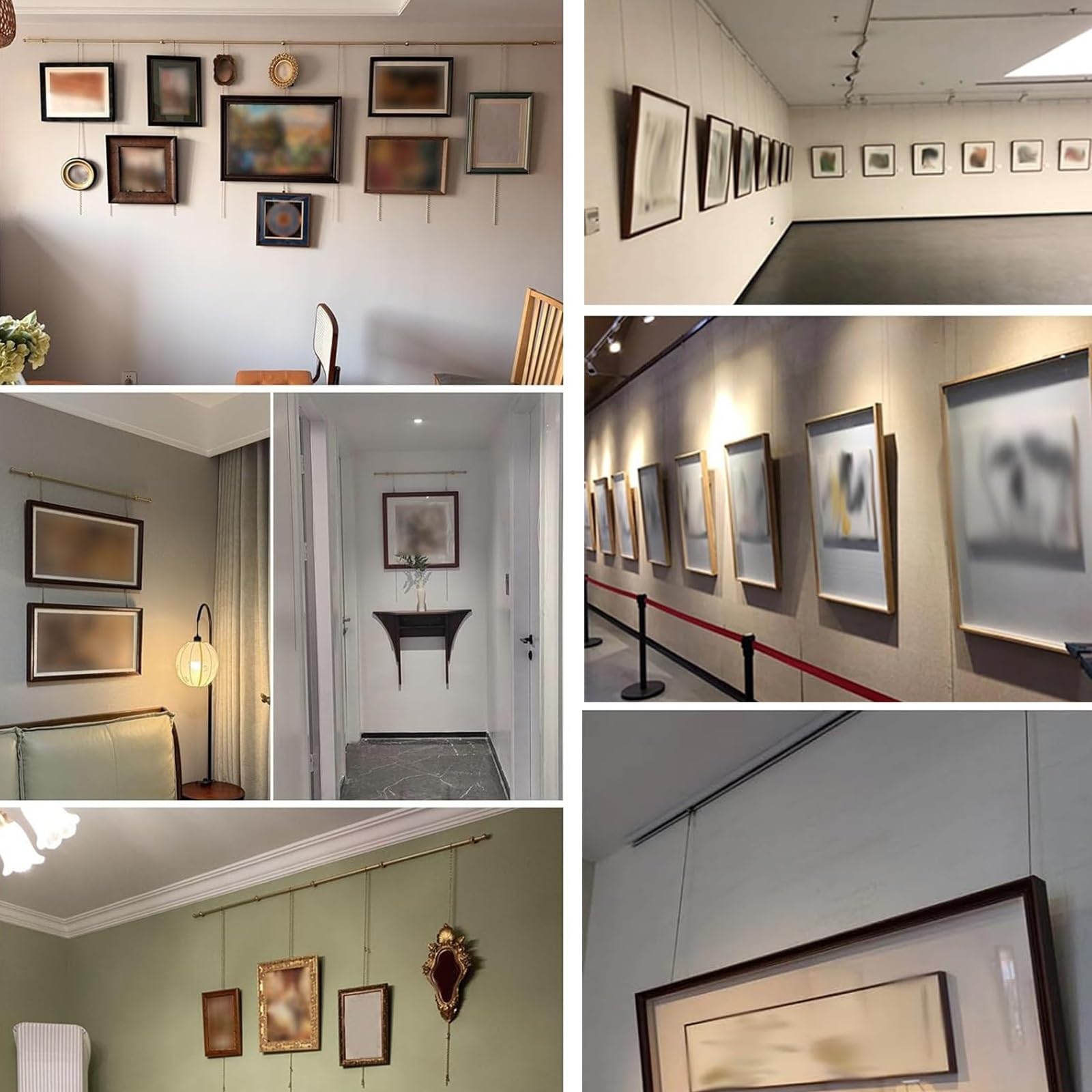Kit De Pared Resistente para Colgar Arte y Marcos, Sistema para Colgar Cuadros, Kit De Riel De Galería De Latón, Riel Colgar Cuadros Exposición De Pintura / Museo(0.50m (19.7in))