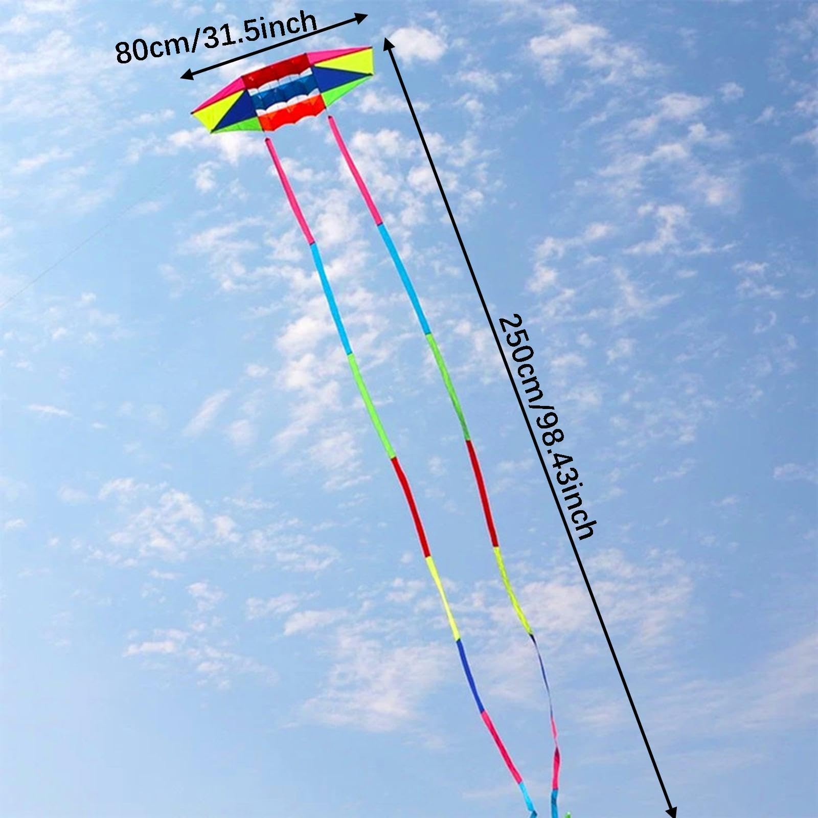 Cometa Colorida para Niños Y Adultos, Juguete Volador Grande para Jardín, Patio Trasero Y Pradera.