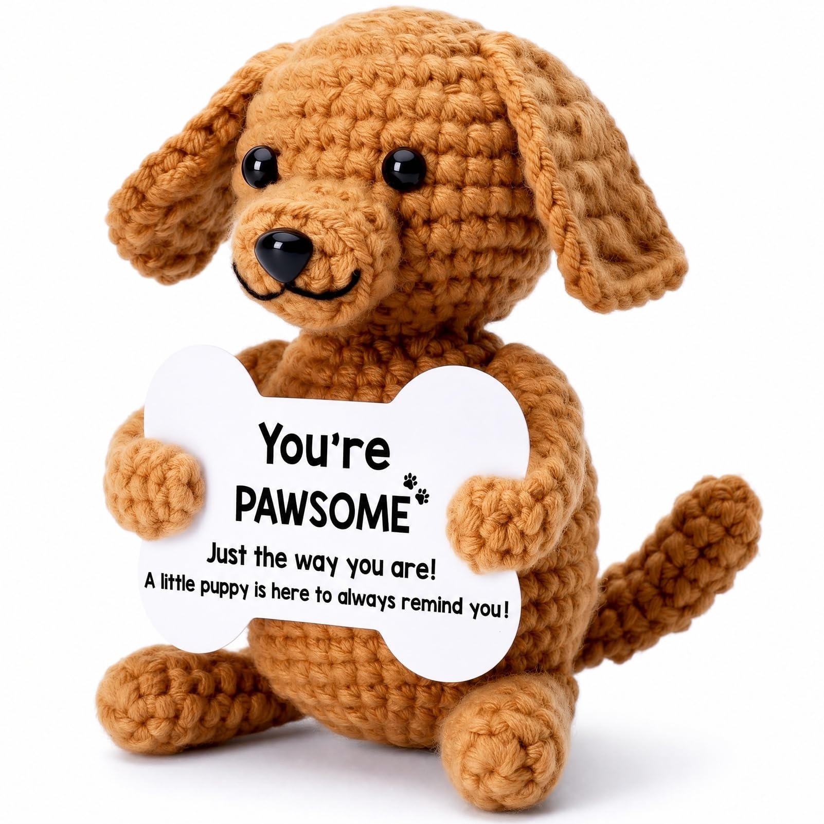 szoszo Mothers Day Fathers Day Birthday Teacher Appreciation Graduation Gifts for Women Girls Men Boys, You’re Pawsome Small Dog Stuffed Animal Plush, Cute Crochet Desk Decor, Mini Cool Stuff Things