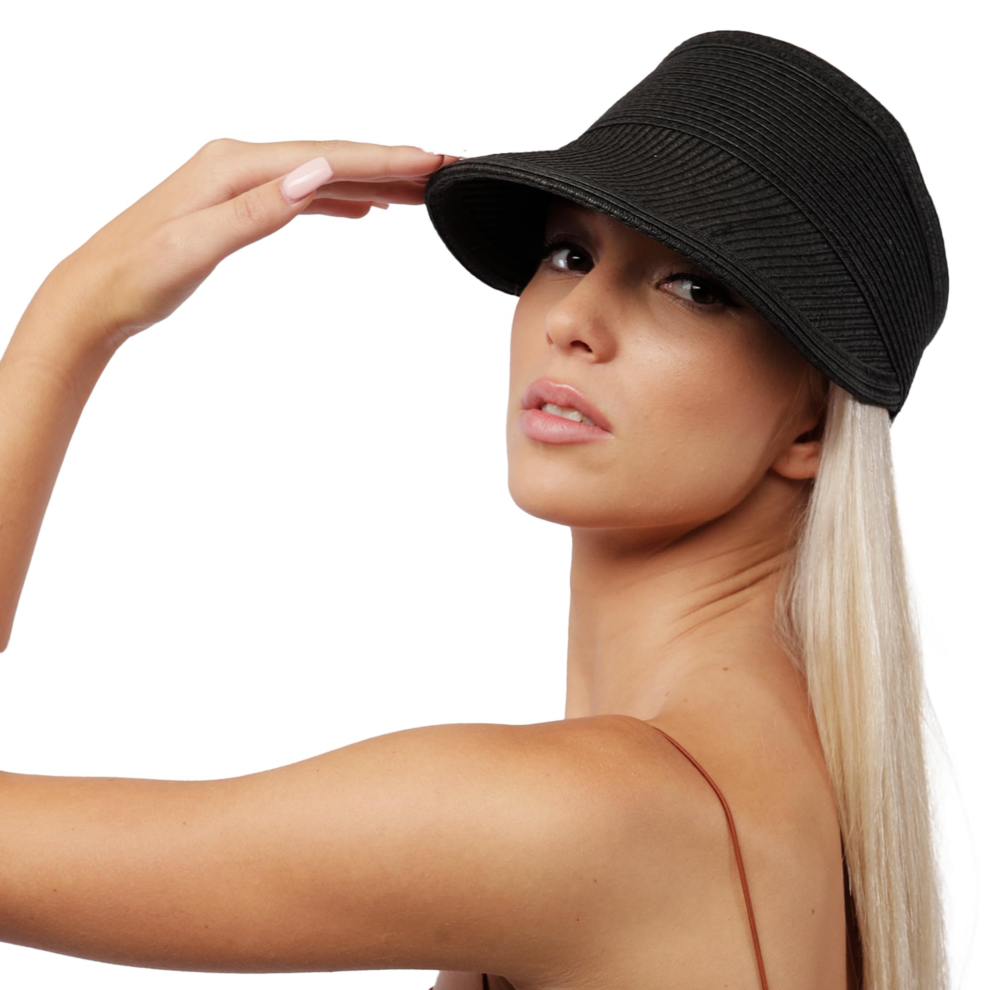 Carnavalife Sombrero Viseras Mujer Verano de Paja Vacío con ala Grande Gorra Pamela de Sol Playa Viaje Vacaciones