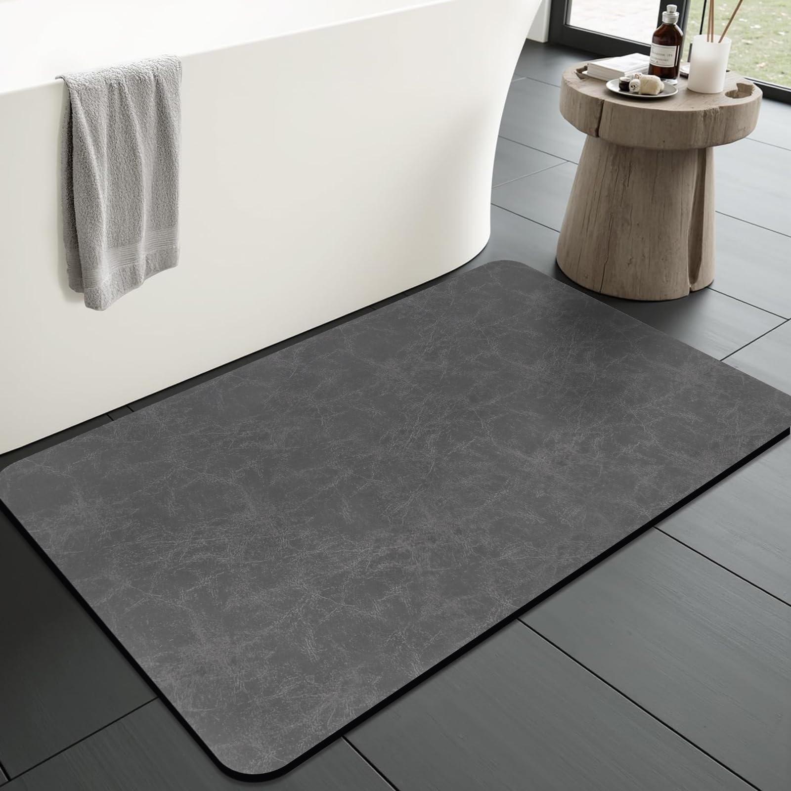 KAZOLEN Non Slip Bath Mat, Quick Dry Diatomaceous Earth Bathroom Mat, Super Absorbent Soft Bath Mats with Rubber Backing, Low Profile Washable Bath Matt for Bathroom Floor