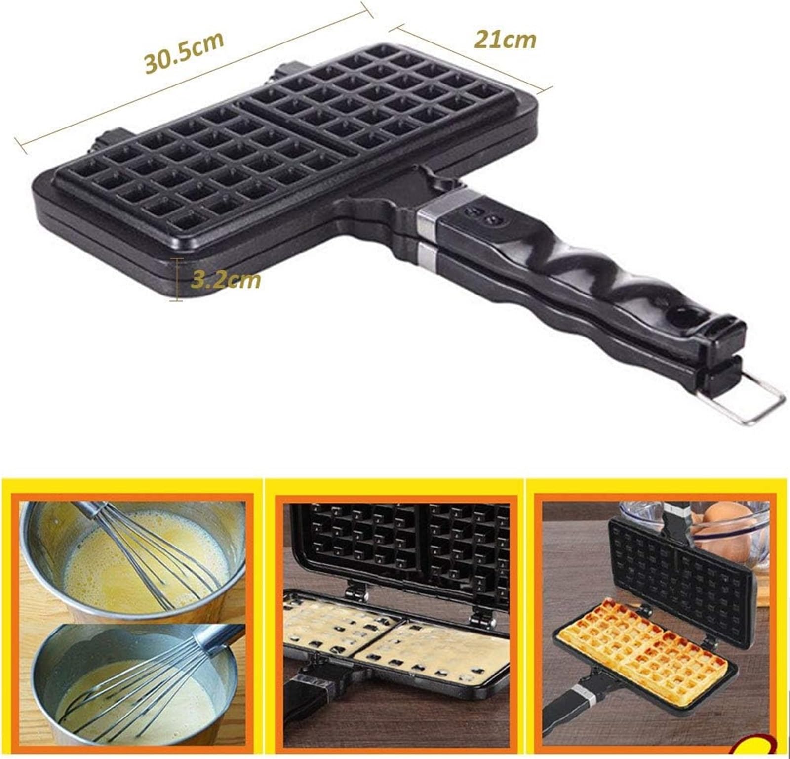 Molde para gofres antiadherente, aleación de aluminio, bandeja para hornear, molde para pasteles DIY, utensilios de cocina para cocinas con calefacción a gas.,