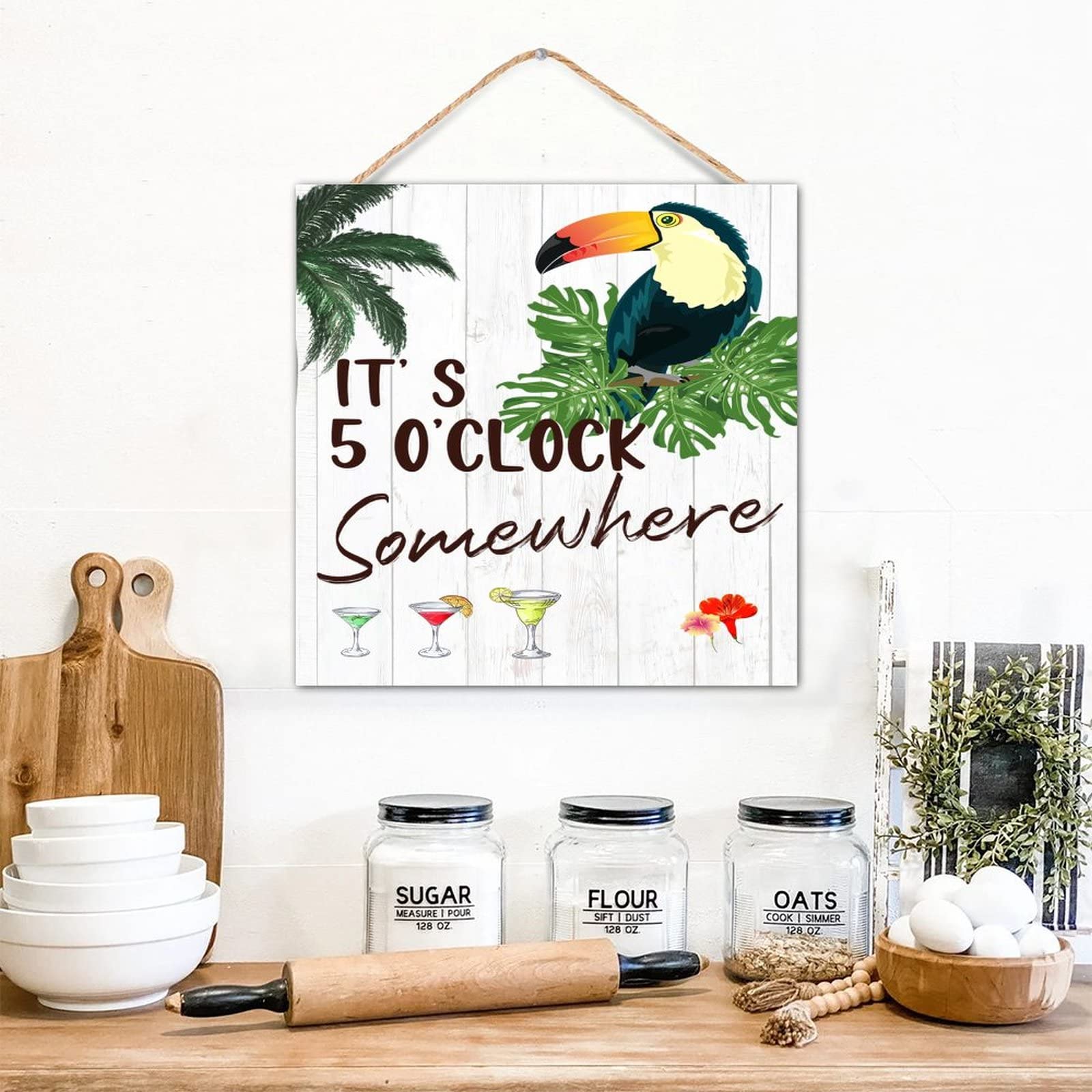 Panneau mural en bois déco cuisine salon buanderie It's 5 O'Clock Somewhere 30x30