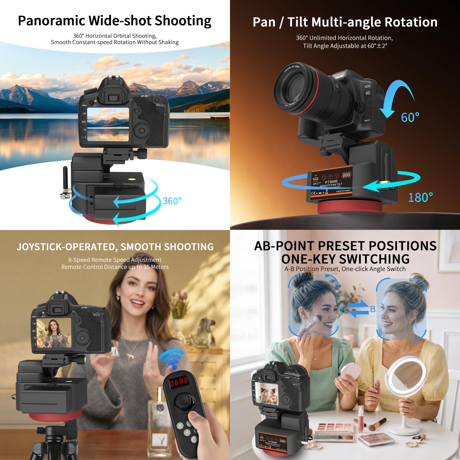 ZIFON PT3000 gimbal elektryczny, nośność 3,5 kg, głowica obrotowa