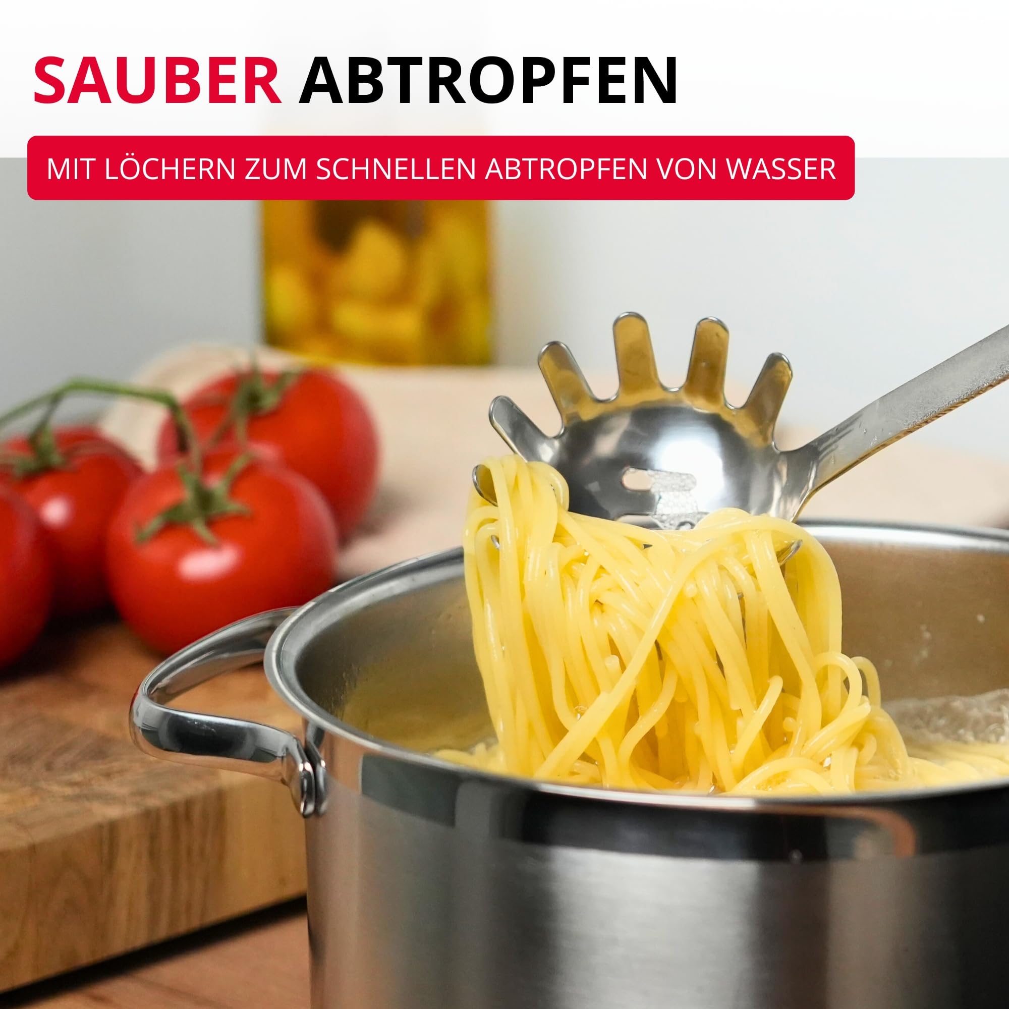 Westmark Spaghettilöffel/Pasta-Schöpflöffel, Länge: 32,5 cm, Rostfreier Edelstahl, Glory, Silber, 18552270