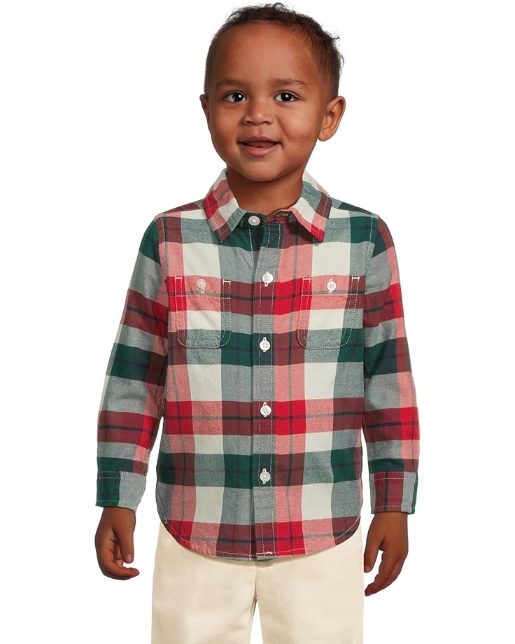 Janie and Jack Plaid Twill Button Down Shirt (Infant) - Main View