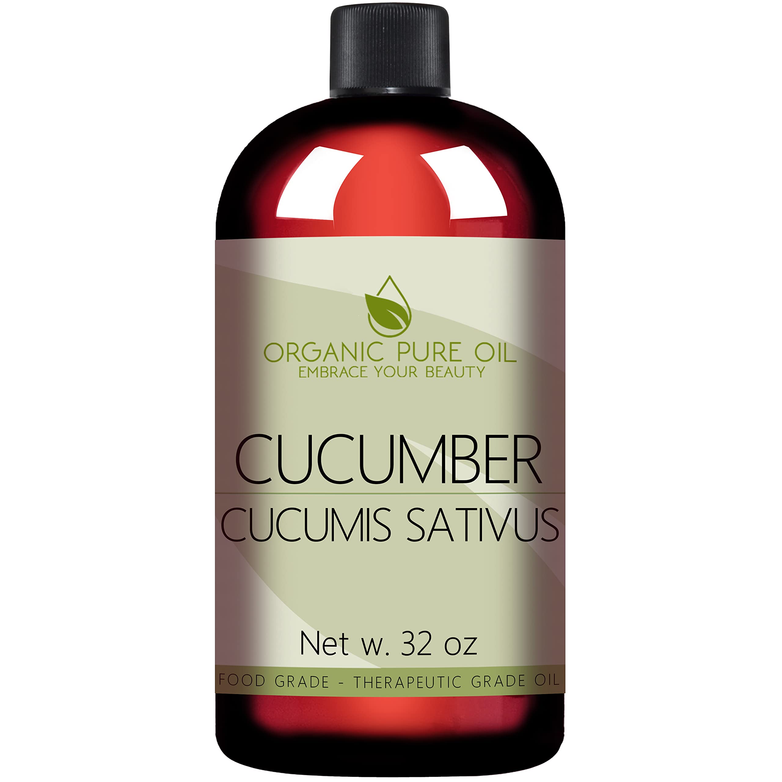 OPO Cucumber Seed Oil 100% Pure Unrefined Cold Pressed Non GMO Vegan Bulk Carrier Oil for Face Skin Hair Body DIY Soap Making - 32 oz 1 Quart - Soothing Softens Hydrating Nourishing Skin Rejuvenating-