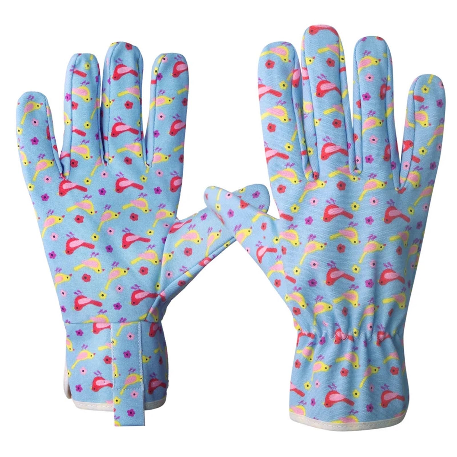 2 pares de guantes jardinería, trabajo lona y algodón, forro fino rizo for mayor calidez, puño elástico Para jardinería(Blue)