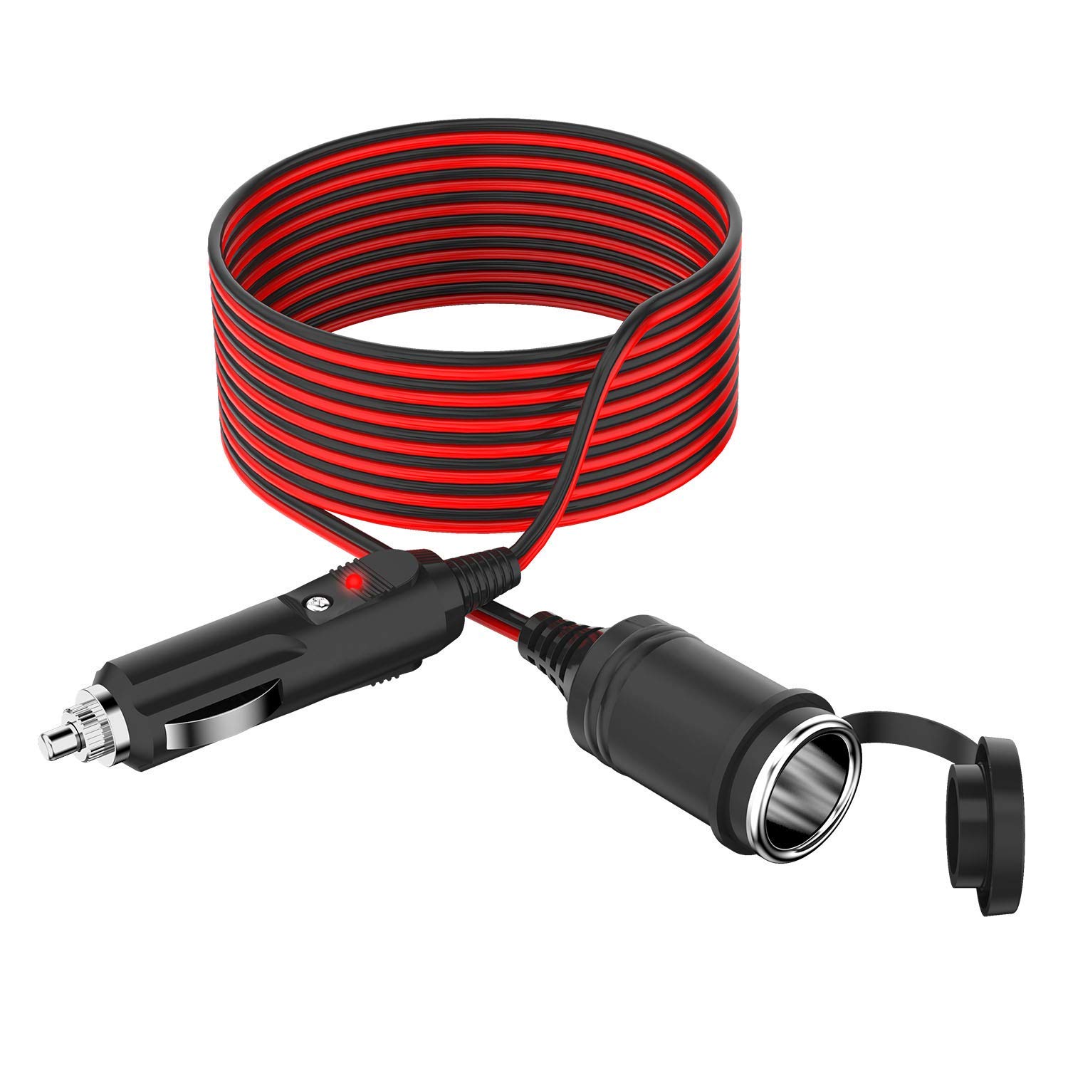 Prolunga Accendisigari Auto 5 Metri 12V/24V – Cavo 16AWG Con Fusibile 15A, Impermeabile, Per Moto, Barca, Campeggio