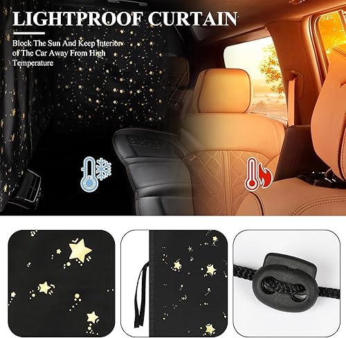 Miniatura 3 de otoez Cortina divisora para automóvil, juego de 3 cortinas opacas de privacidad para automóvil, bloqueo de luz, para asiento trasero y ventanas