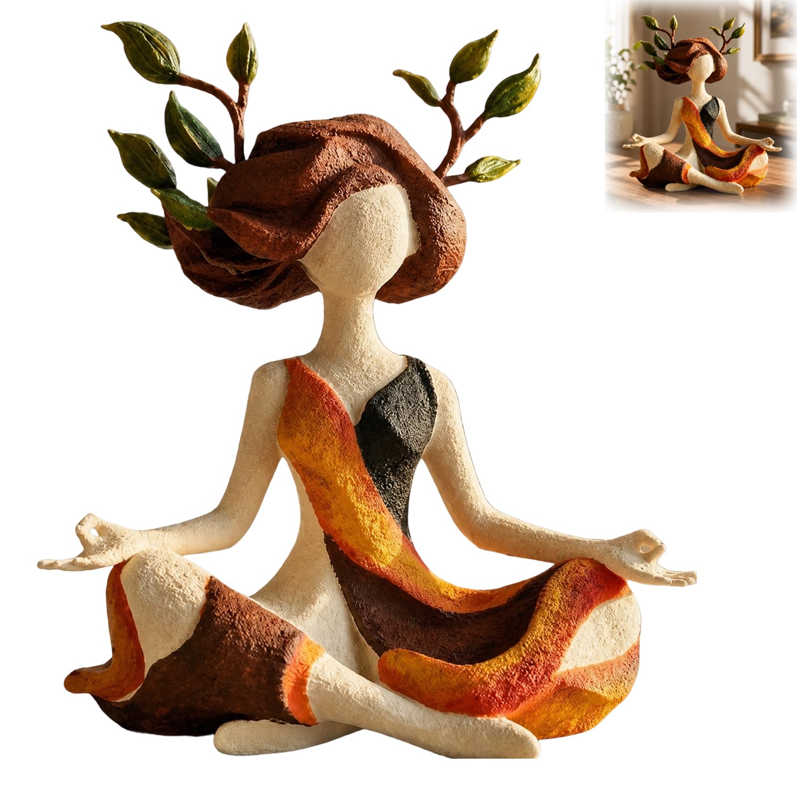 QhgPnt Inner Harmony Mindfulness Figurine, Decorative Home Accessories for Living Room, Spiritual Ornaments for Meditation and Yoga Spaces, Resin Sculpture for Home Decoration and Bedroom Ornaments