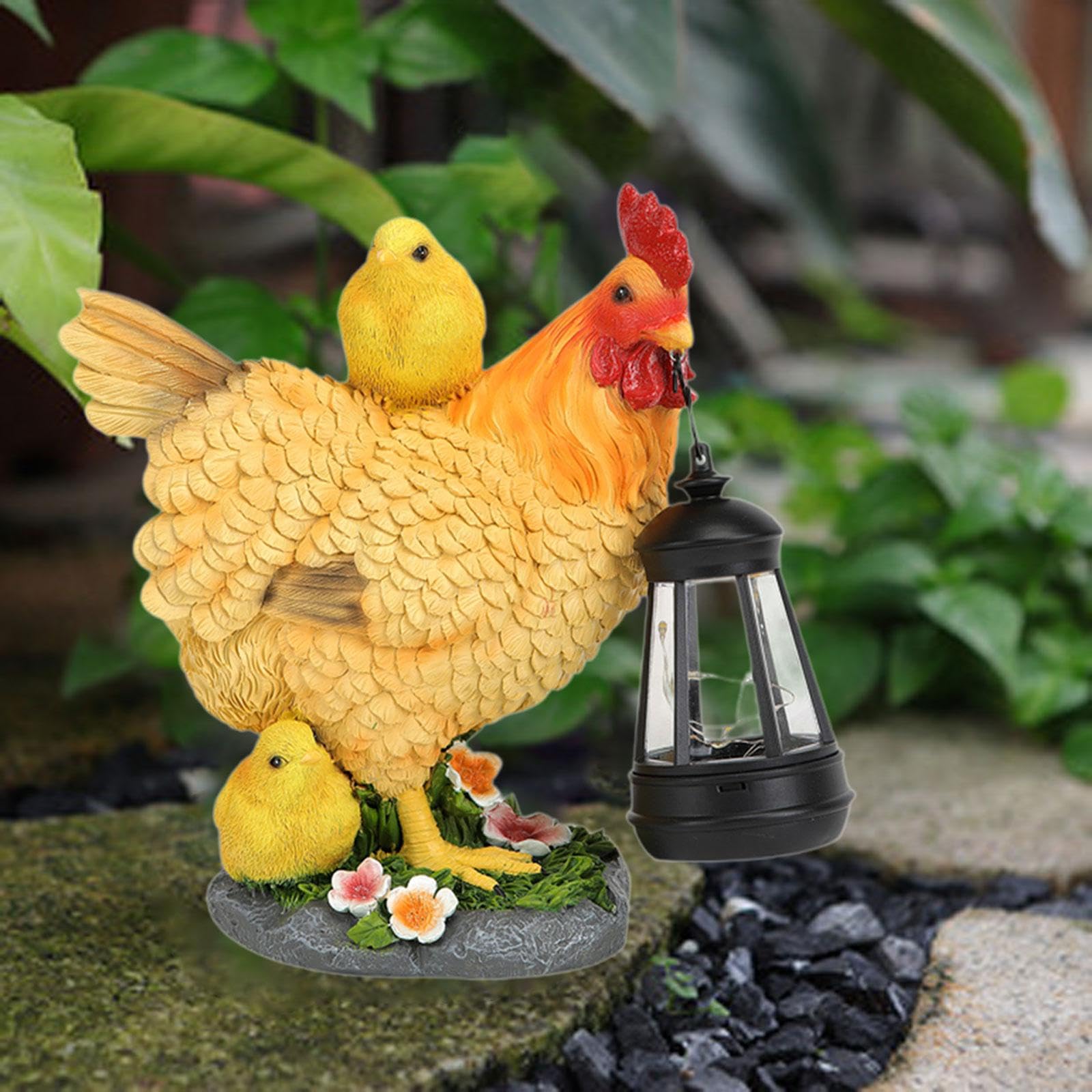 Colcolo Estatua de de jardín con luz Solar, Figura de Animal, lámpara, Regalo, decoración única para Exteriores, Escultura de Resina para Patio, Amarillo