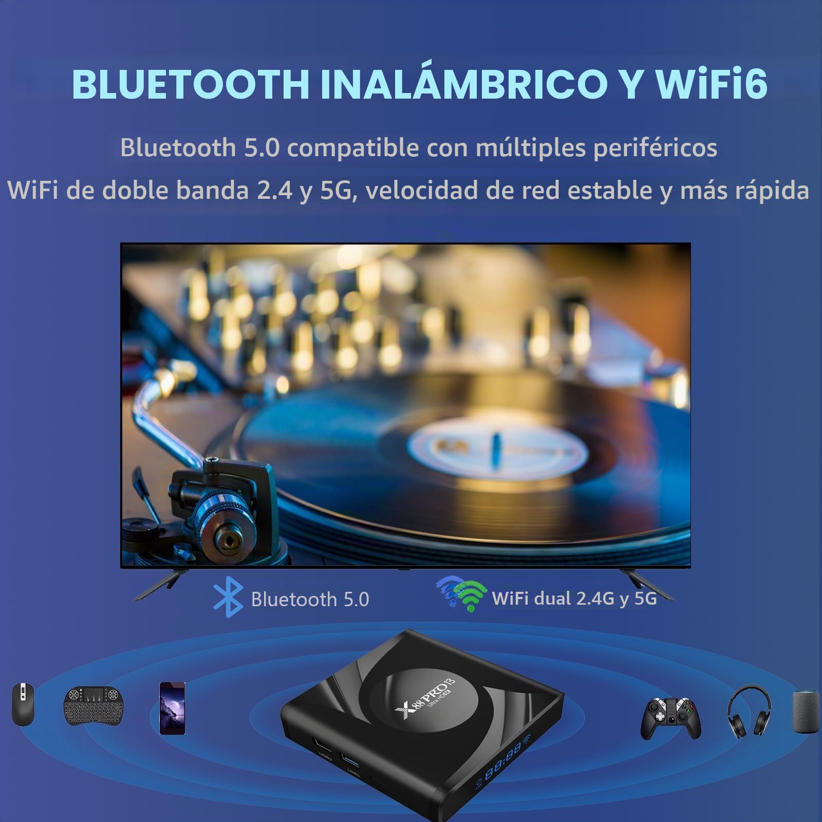 Android TV Box,X13 Pro Android 13.0 TV Box 4GB RAM 64GB ROM RK3528 Quad-Core 64bit Cortex-A53 Mali 450 MP2 GPU Support 8K 3D 1080P 2.4/5.0GHz WiFi BT5.0 10/100M Ethernet DLNA HDMI 2.0 H.265 USB 3.0