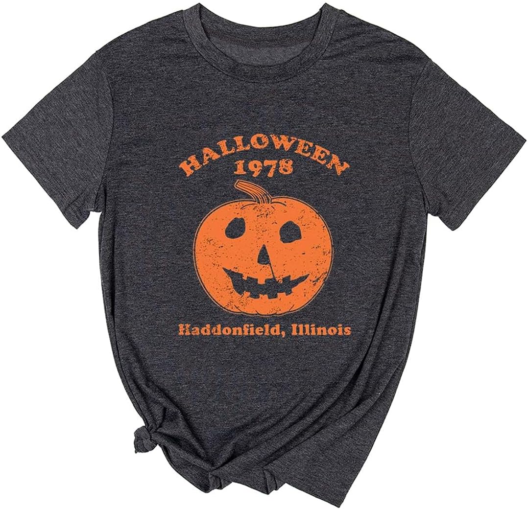 Yimoya Pumpkin Halloween 1978 T Shirt Womens Vintage Horror Movie Michael Myers Graphic Tees