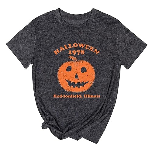 Yimoya Pumpkin Halloween 1978 T Shirt Womens Vintage Horror Movie