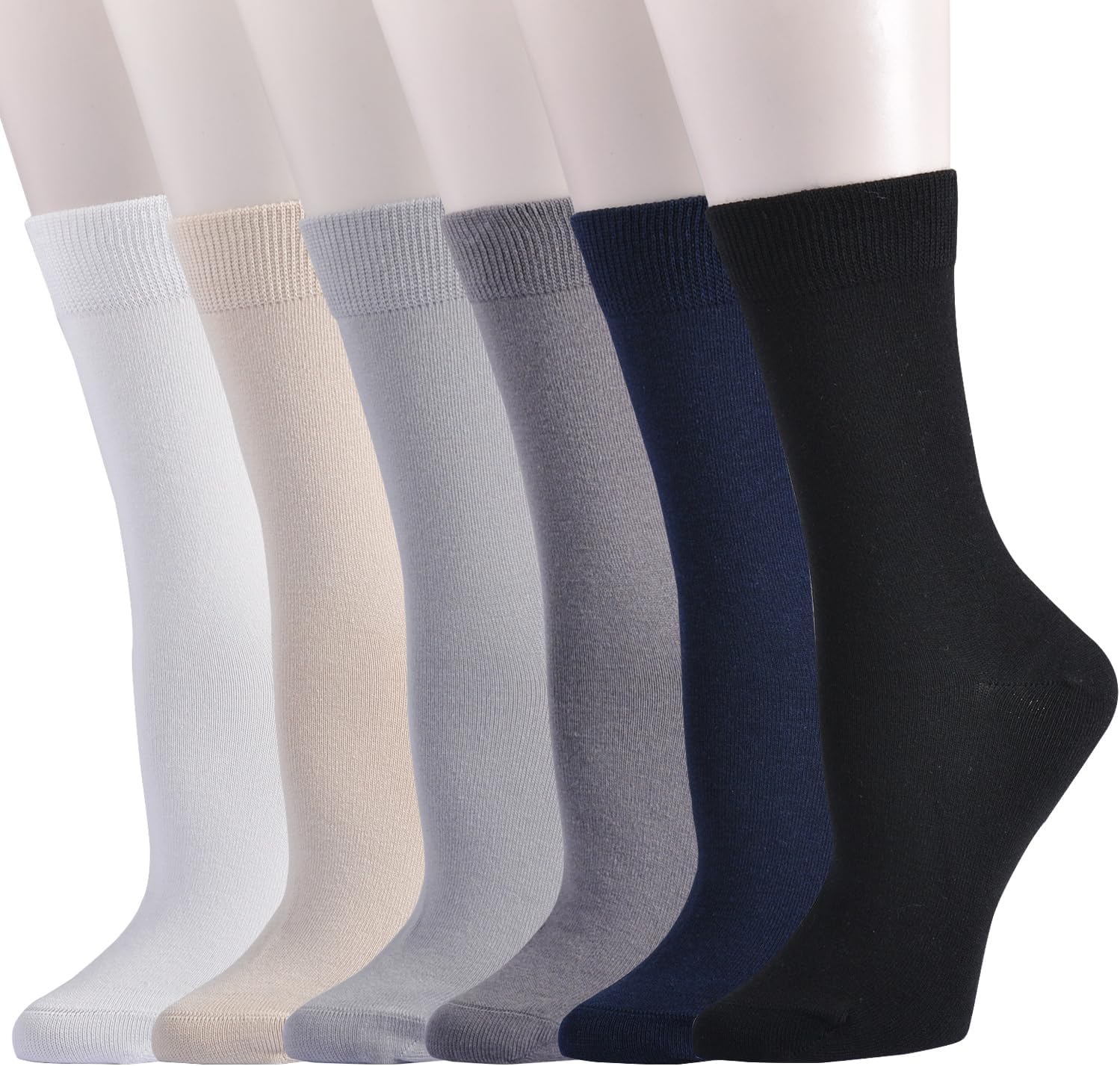 EPEIUS Women's Crew Socks - Soft Thin Seamless Viscose Dress Calf Socks for Business,Trouser Sox 3/6 Pairs
